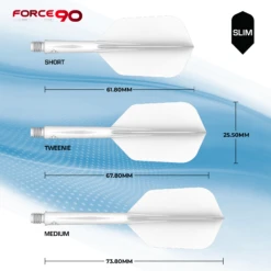 Mission Force 90 - New Moulded Flight & Shaft System - White - Slim -Dart Shop SlimWhite 4