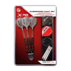XQMax Rubberised Soft Tip Dart Set - With Extras - Black - 18g