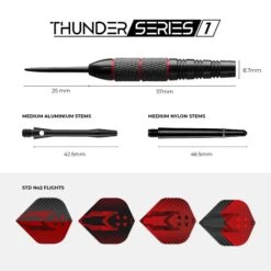 Darts Corner - Thunder Series 1 - Steel Tip Brass - 2 Sets Darts - M1 - Black & Red - 22g -Dart Shop X1065 3