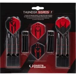 Darts Corner - Thunder Series 1 - Steel Tip Brass - 2 Sets Darts - M1 - Black & Red - 22g -Dart Shop X1065 5