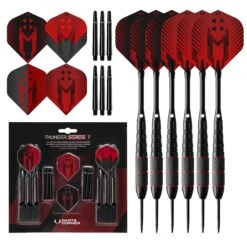 Darts Corner - Thunder Series 1 - Steel Tip Brass - 2 Sets Darts - M1 - Black & Red - 22g