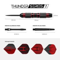 Darts Corner - Thunder Series 1 - Steel Tip Brass - 2 Sets Darts - M2 - Black & Red - 24g -Dart Shop X1066 3