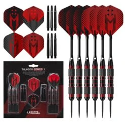 Darts Corner - Thunder Series 1 - Steel Tip Brass - 2 Sets Darts - M2 - Black & Red - 24g