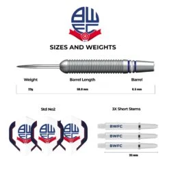 Bolton Wanderers Darts - Steel Tip Brass - Official Licensed - BWFC - 22g -Dart Shop bolton wanderers football darts brass steel 4