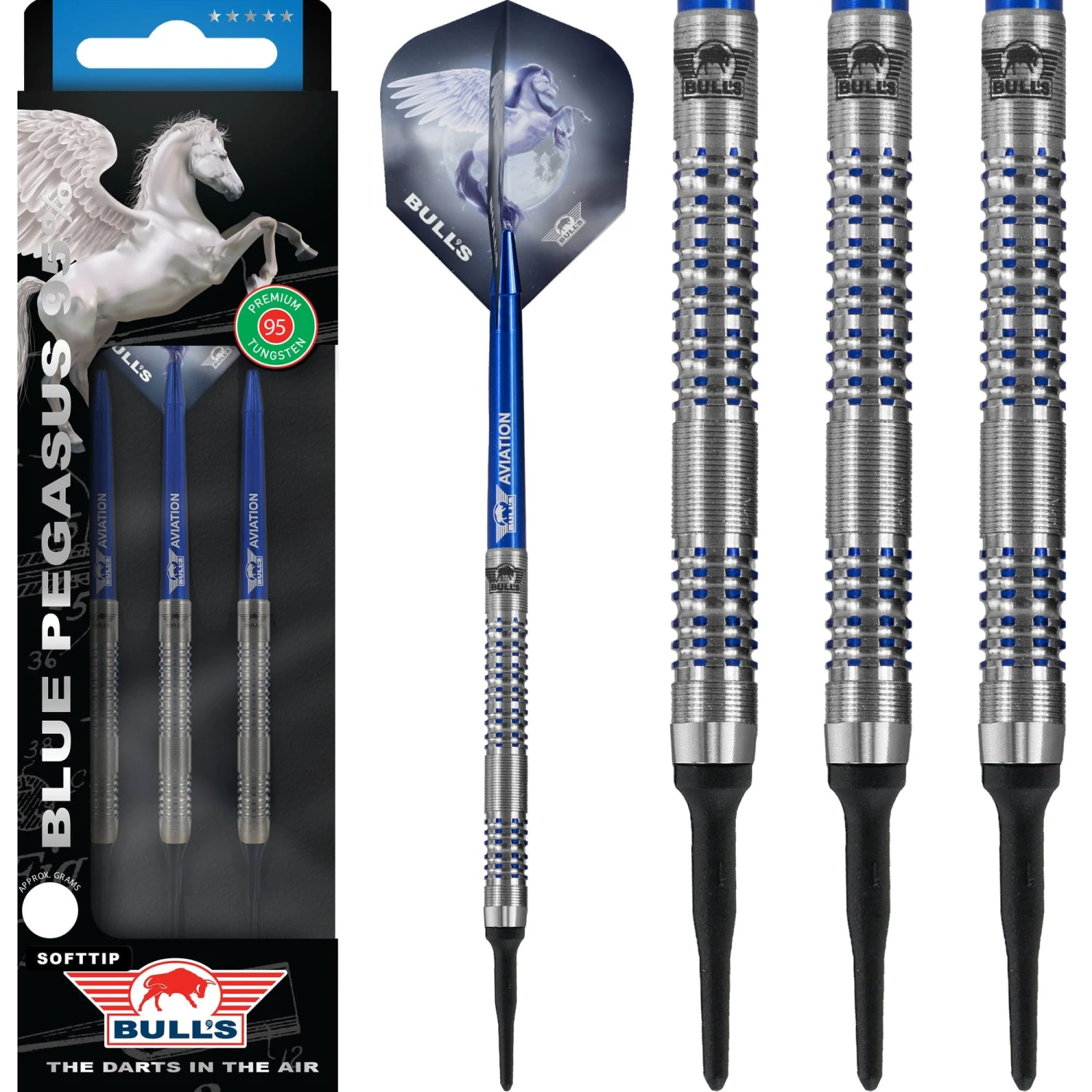 Bulls Blue Pegasus Darts - Soft Tip - 95% - Style B - 20g - Image 2