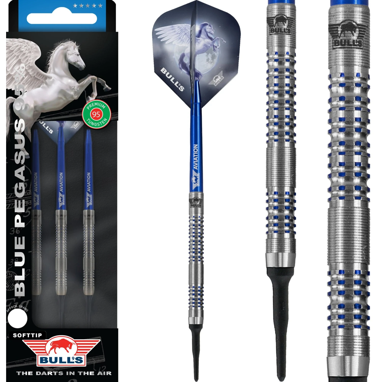 Bulls Blue Pegasus Darts - Soft Tip - 95% - Style B - 20g