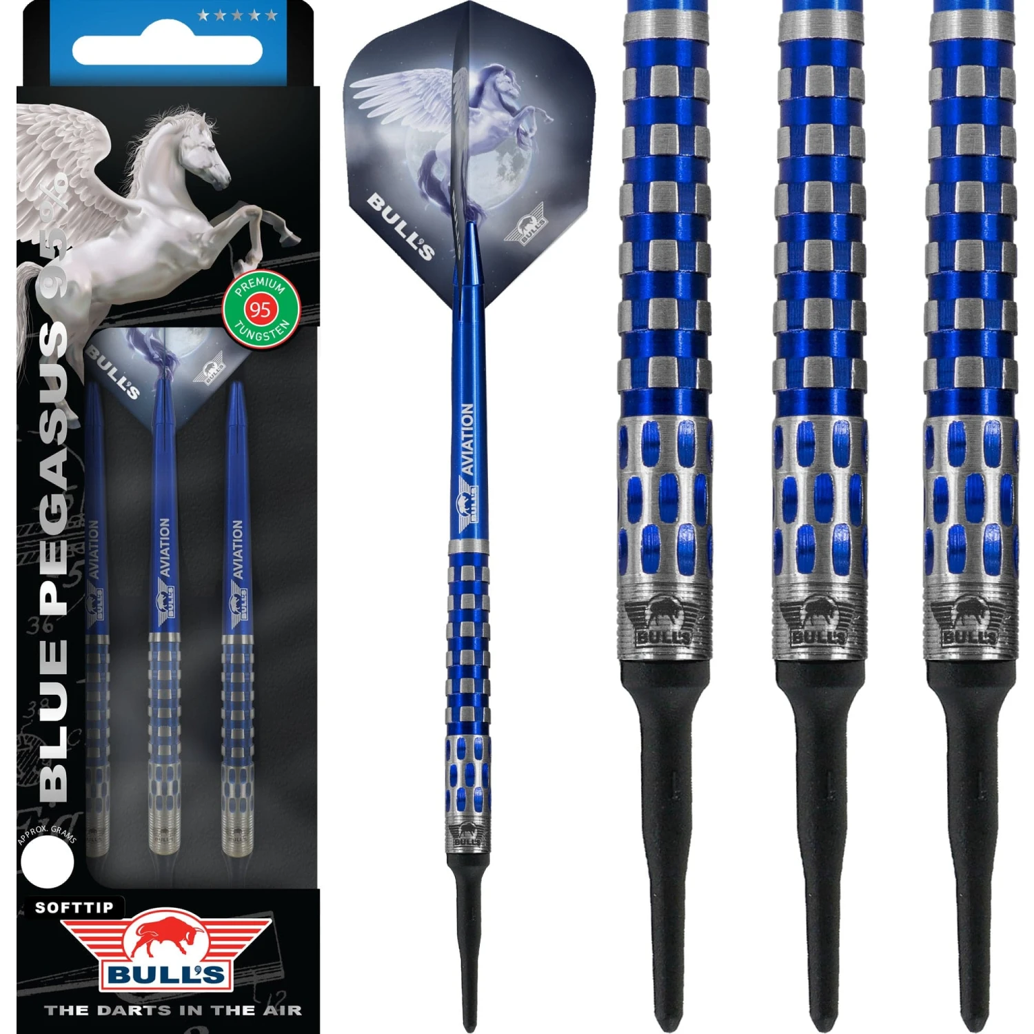 Bulls Blue Pegasus Darts - Soft Tip - 95% - Style C - 22g - Image 2