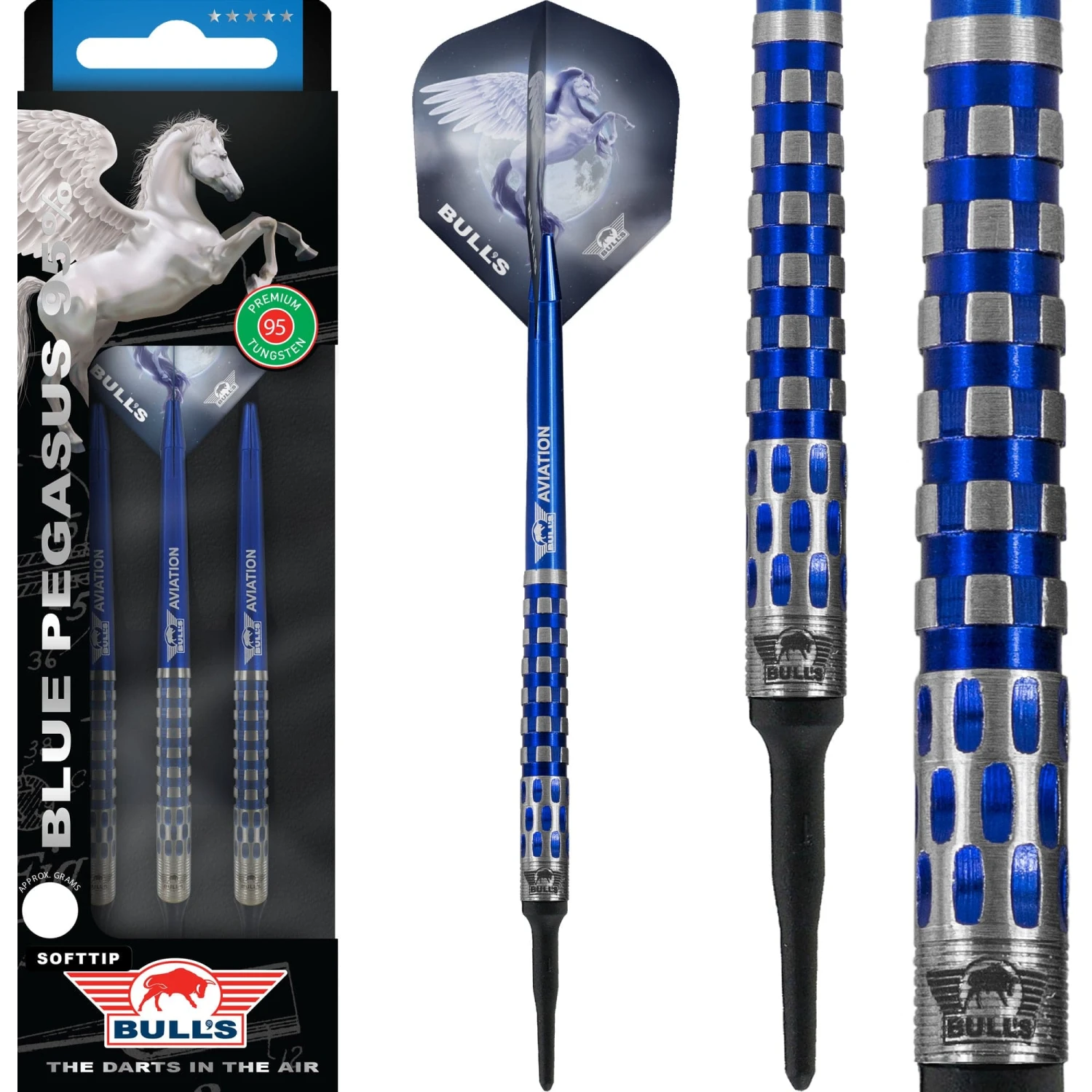 Bulls Blue Pegasus Darts - Soft Tip - 95% - Style C - 22g