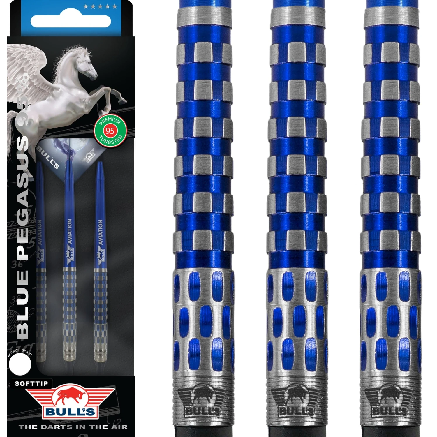 Bulls Blue Pegasus Darts - Soft Tip - 95% - Style C - 22g - Image 3