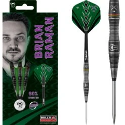 BULL'S Brian Raman Darts - Steel Tip - 90% Tungsten - Black Titanium