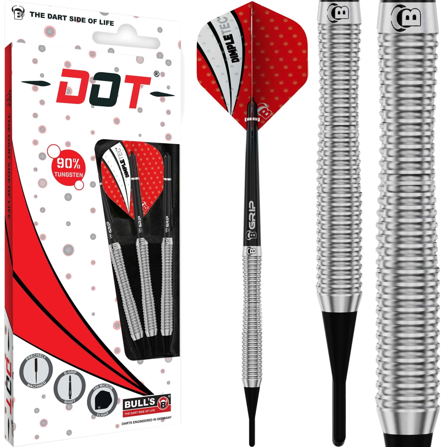 BULL'S Dot D2 Darts - Soft Tip - 90% Tungsten - Full Ring 2 BULL'S Dot D2 Darts - Soft Tip - 90% Tungsten - Full Ring - Image 2