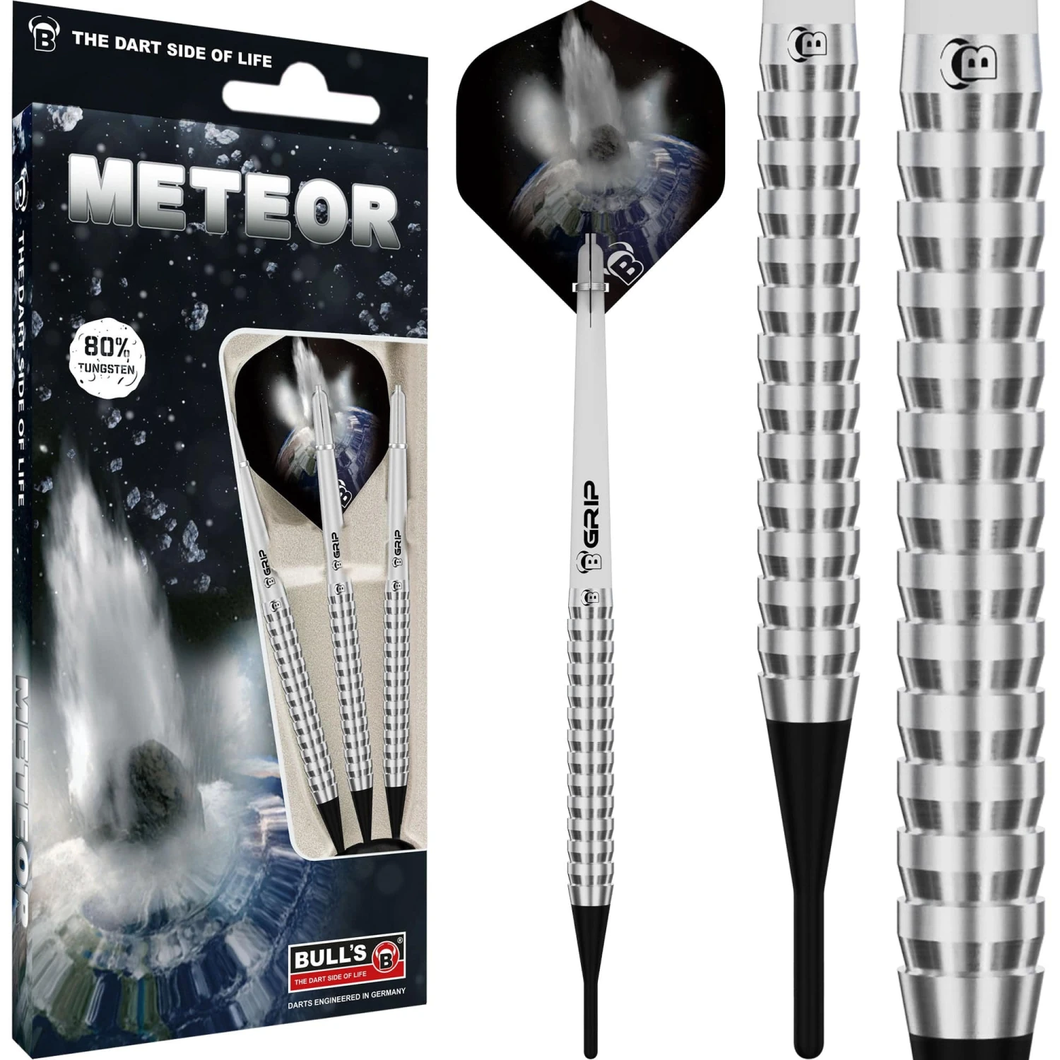 BULL'S Meteor Darts - Soft Tip - 80% Tungsten - MT4 - Full Shark 2 BULL'S Meteor Darts - Soft Tip - 80% Tungsten - MT4 - Full Shark - Image 2