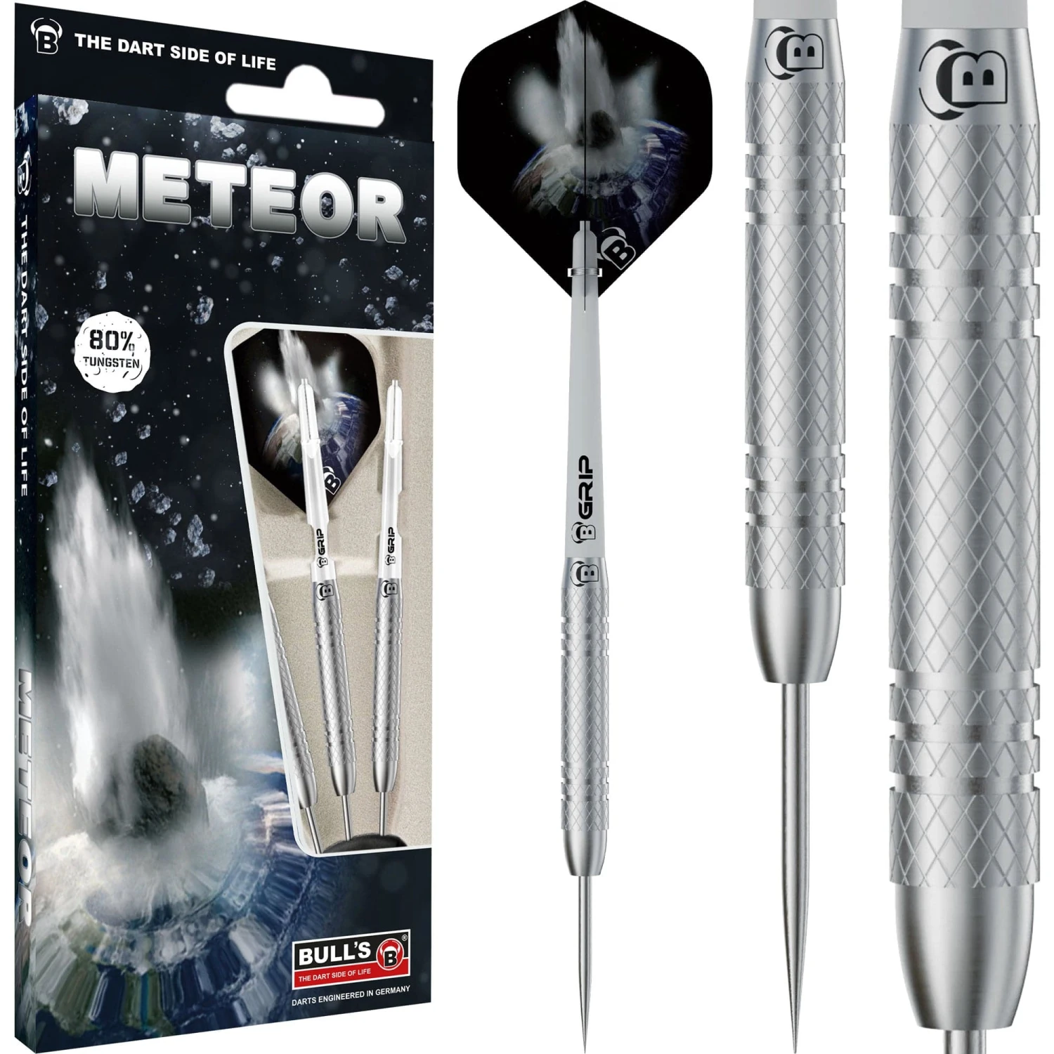 BULL'S Meteor Darts - Steel Tip - 80% Tungsten - MT8 - Fine Knurl 2 BULL'S Meteor Darts - Steel Tip - 80% Tungsten - MT8 - Fine Knurl - Image 2