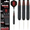 BULL'S Thriller Darts - Steel Tip - Black Brass - Red Knurled