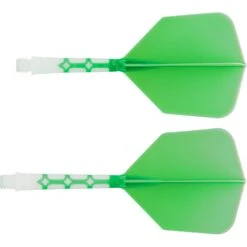 Cuesoul Rost T19 Integrated Dart Shaft And Flights - Big Wing - White With Green Flight -Dart Shop cuesoul rost t19 white green gallery 2