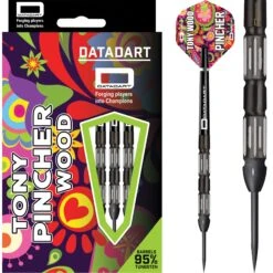 Datadart Tony Wood Darts - Steel Tip - 95% - Black Titanium