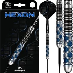 Mission Hexon Darts - Steel Tip - 90% - Blue PVD -Dart Shop mission hexon steel tip darts pack 1