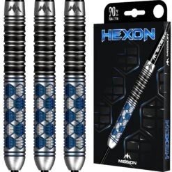 Mission Hexon Darts - Steel Tip - 90% - Blue PVD -Dart Shop mission hexon steel tip darts pack 6