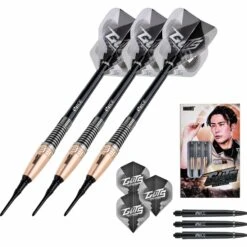 *One80 Akito Yamagata Darts - Soft Tip - Guts - Signature Darts - Black & Gold -Dart Shop one80 akito yamagata darts soft d4664 9273 6