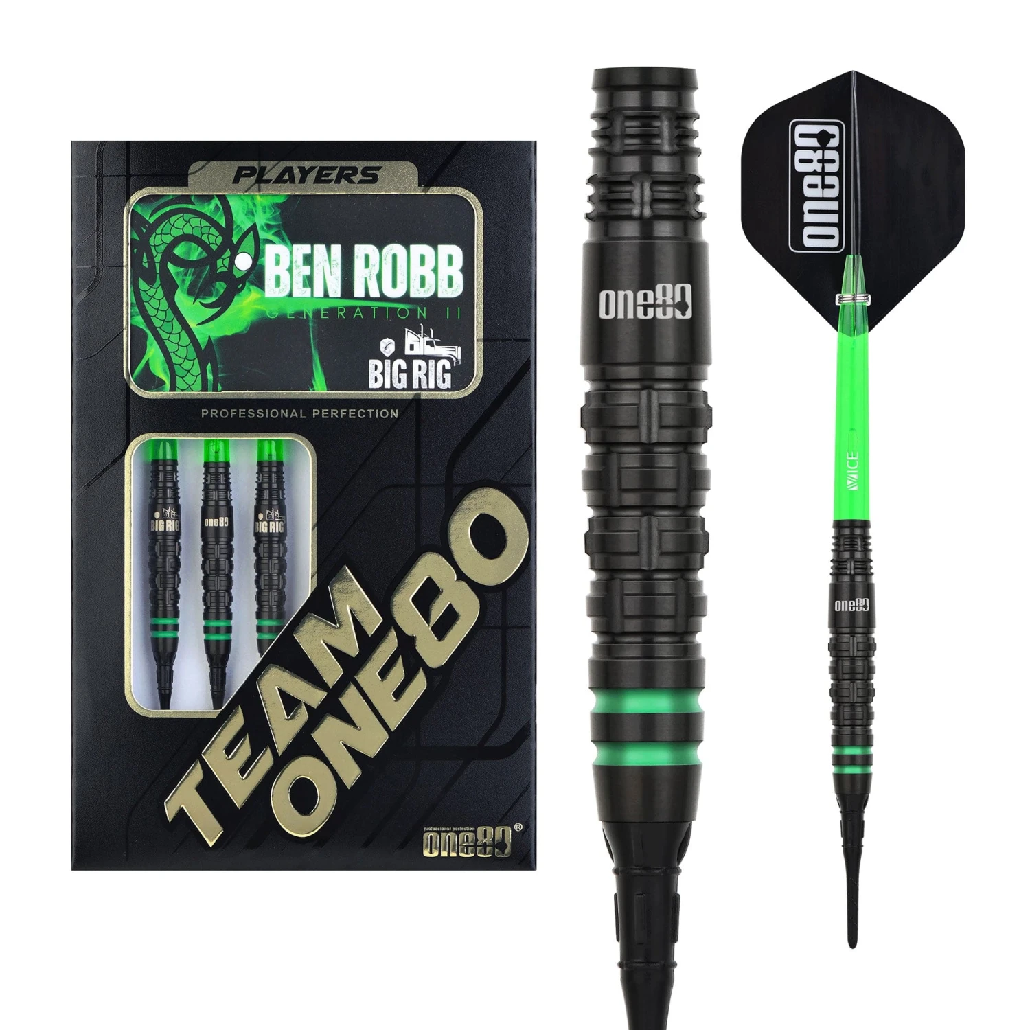 One80 Ben Robb V2 Darts - Soft Tip - Big Rig - Black 3 One80 Ben Robb V2 Darts - Soft Tip - Big Rig - Black - Image 3