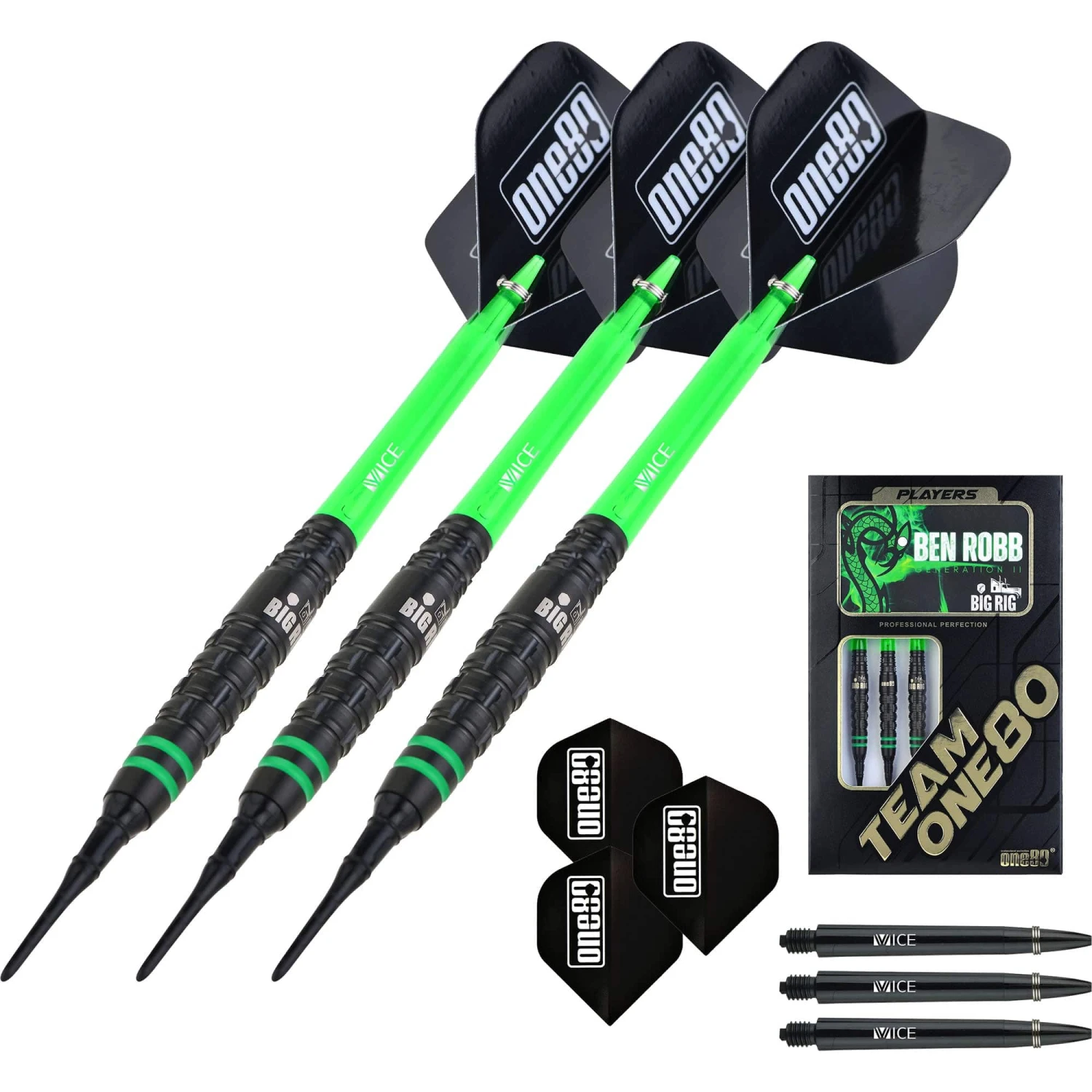 One80 Ben Robb V2 Darts - Soft Tip - Big Rig - Black 6 One80 Ben Robb V2 Darts - Soft Tip - Big Rig - Black - Image 6