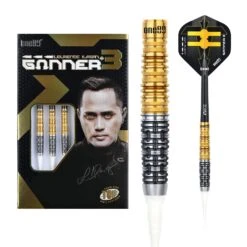 One80 Gunner III Darts - Soft Tip - Lourence Ilagan - Black & Gold -Dart Shop one80 gunner 3 darts soft d4653 9282 2