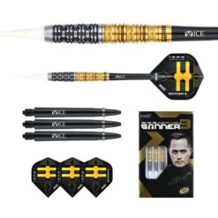 One80 Gunner III Darts - Soft Tip - Lourence Ilagan - Black & Gold -Dart Shop one80 gunner 3 darts soft d4653 9282 3