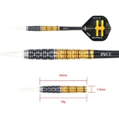 One80 Gunner III Darts - Soft Tip - Lourence Ilagan - Black & Gold -Dart Shop one80 gunner 3 darts soft d4653 9282 4