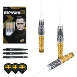 One80 Gunner III Darts - Soft Tip - Lourence Ilagan - Black & Gold -Dart Shop one80 gunner 3 darts soft d4653 9282 5