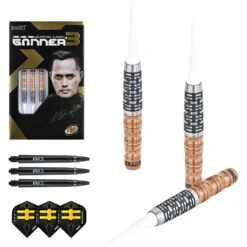 One80 Gunner III Darts - Soft Tip - Lourence Ilagan - Black & Rose Gold -Dart Shop one80 gunner 3 darts soft d4654 9283 5