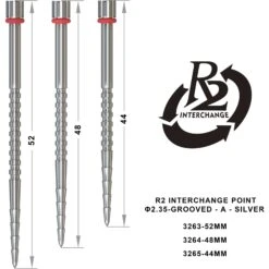 One80 R2 Interchange Points (2.35mm) - Grooved - A - Silver -Dart Shop one80 r2 interchange points grooved a silver 1