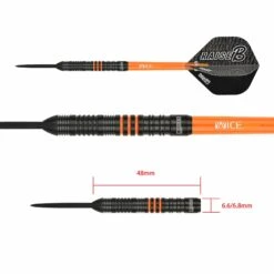 One80 Raise B Darts - Steel Tip - Black - Orange Rings -Dart Shop one80 raise b steel darts orange 9104 4