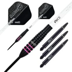 One80 Raise B Darts - Steel Tip - Black - Pink Rings -Dart Shop one80 raise b steel darts pink 9100 4
