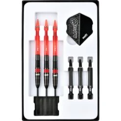 One80 Raise B Darts - Steel Tip - Black - Red Rings -Dart Shop one80 raise b steel darts red 9102 3