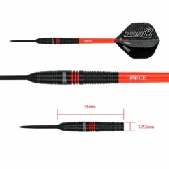 One80 Raise B Darts - Steel Tip - Black - Red Rings -Dart Shop one80 raise b steel darts red 9102 5