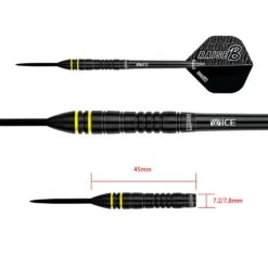 One80 Raise B Darts - Steel Tip - Black - Yellow Rings -Dart Shop one80 raise b steel darts yellow 9106 5