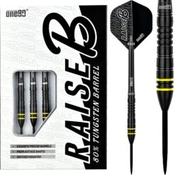 One80 Raise B Darts - Steel Tip - Black - Yellow Rings