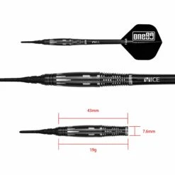 One80 Saori Miymoto Darts - Soft Tip - Rafale - Signature - Black - 19g -Dart Shop one80 saori black darts soft tip 9148 5