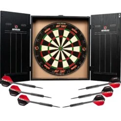 Ruthless HotShot Home Darts Centre - HDC - Inc Dartboard, Cabinet, 2 Sets Of Darts