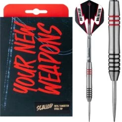 Ruthless Scallop Darts - Steel Tip - Twin Ring - Black & Red - 24g
