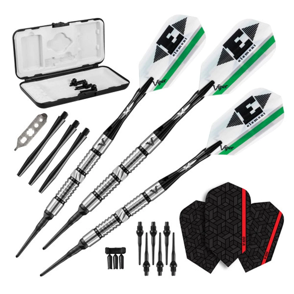 Viper Element Darts - Soft Tip - 90% - Inc Extras - E2 - Twin Shark - Black Ring 1 Viper Element Darts - Soft Tip - 90% - Inc Extras - E2 - Twin Shark - Black Ring