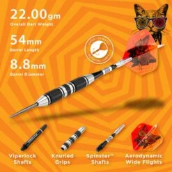 Viper The Freak Darts - Steel Tip - Nickel Silver - With Spinster Shafts - F2 - Black Twin Knurl -Dart Shop viper 22 1703 22 the freak f2 6