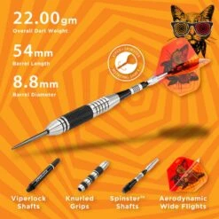 Viper The Freak Darts - Steel Tip - Nickel Silver - With Spinster Shafts - F3 - Black Knurl -Dart Shop viper 22 1704 22 the freak f3 5
