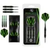 XQMax Steel Tip Darts - Black Coated Brass - Includes Case - Green Rings - 23g